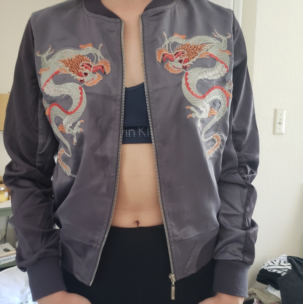 LF embroidered bomber jacket